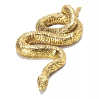Escultura Serpente Em Polirresina 40cm Dourada Dourado