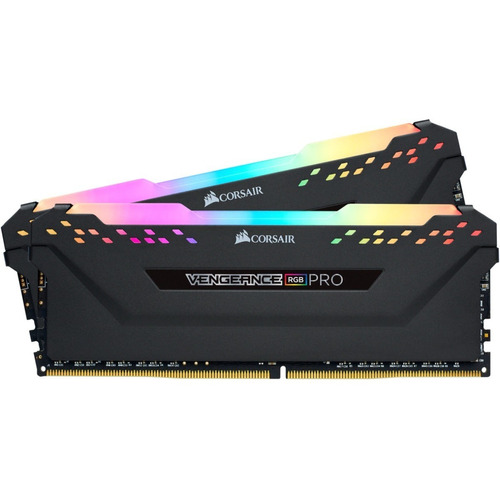 Memoria RAM Vengeance RGB Pro gamer color negro 16GB 2 Corsair CMW16GX4M2D3600C18