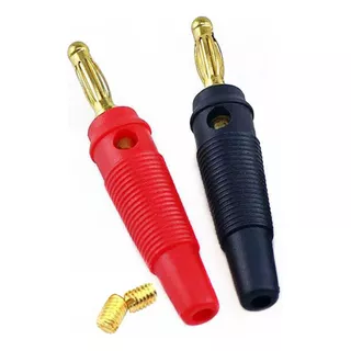 Conector Plug Banana Rojo+ Negro+ Tornillo 4mm Sin Soldadura