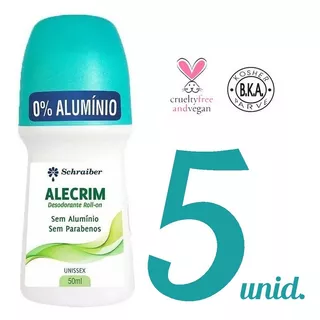 Desodorante Vegano Sem Alumínio Roll-on De Alecrim Kit C/ 5