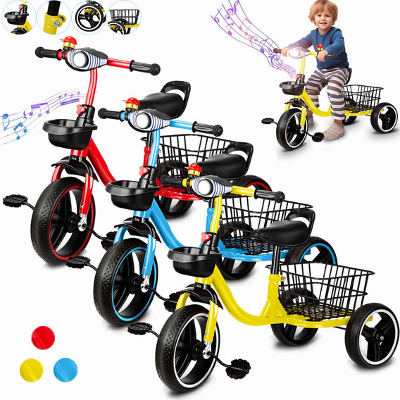 Triciclo Bicicleta Bebes Niños Con Cajuela Y Luces Y Música