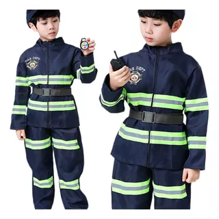 Conjunto De Traje De Fuego Para Niños Bombero De Cosplay