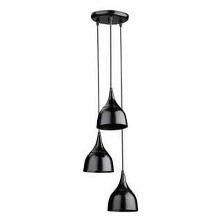 Lámpara Colgante 274/3 Todo Negro E27 Aluminio Indivor