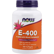 Now Foods Vitamina E-400 Com Tocoferóis Mistos 100 Softgels