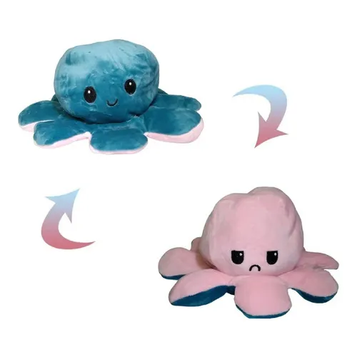 Peluche Pulpo Reversible Polvo de pelucia L L turquesa con rosa