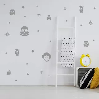 Kit De Adesivos Star Wars Decoração Geek Especial Para Fãs Cor Plata