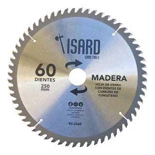 Hoja De Sierra Circular Para Madera 250 Mm 60 Dientes Isard