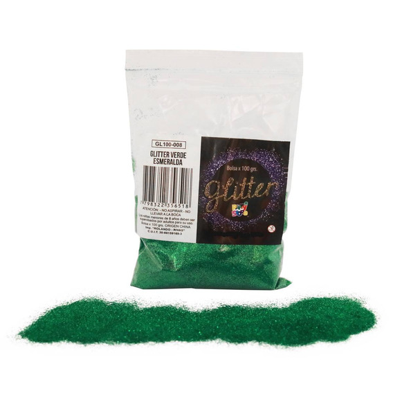 Glitter Gibre Givre Purpurina Brillantina X 100g Color Verde Esmeralda