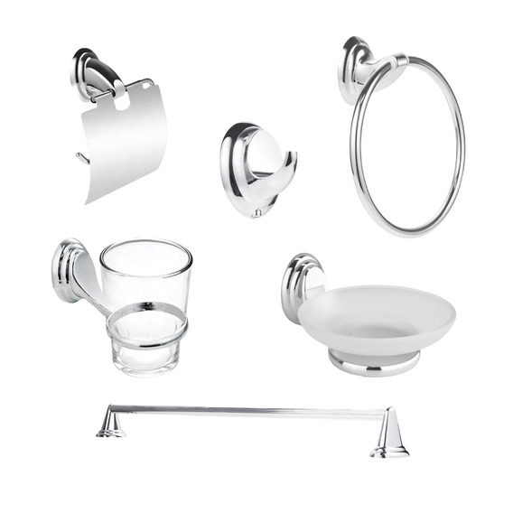 Set Juego Baño Accesorios 6 Piezas Acero Inoxidable Cromado