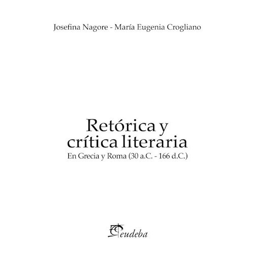 Libro Retorica Y Critica Literaria De Josefina Nagore