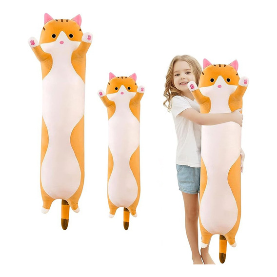 Almohada Larga De Peluche Gatito Cojin Juguete Suave 2pcs