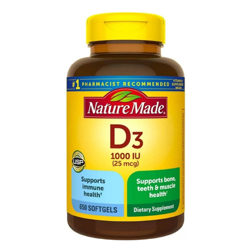Nature Made Vitamina D3 25mcg 1000iu - 650 Softgels 