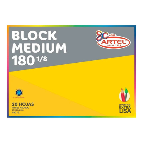 Block Medium 180 1/8 20 Hojas Artel