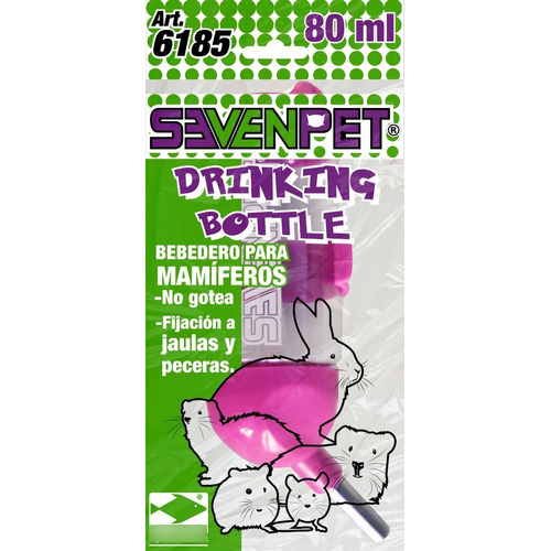 Bebedero Antigoteo Hamster Conejo Ratón Cuyo 80 Ml 6185 Color Rosa