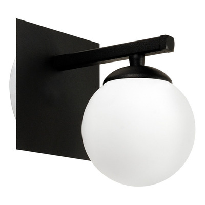 Aplique 2 Luces Elyn Negro Globo Opal Apto Led G9 Deco