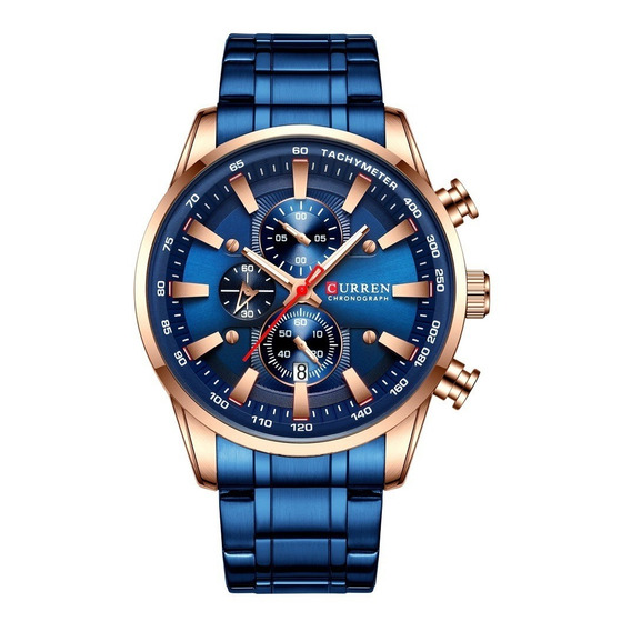 Reloj Curren 8351 Esfera Todo Azul De Hombre Cronografo