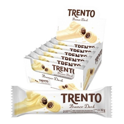 Trento Choc. Blanco Relleno Chocolate Disp. 16u 512g