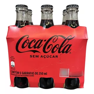 Pack Refrigerante Sem Açúcar Coca-cola Vidro 6 Unid 250ml