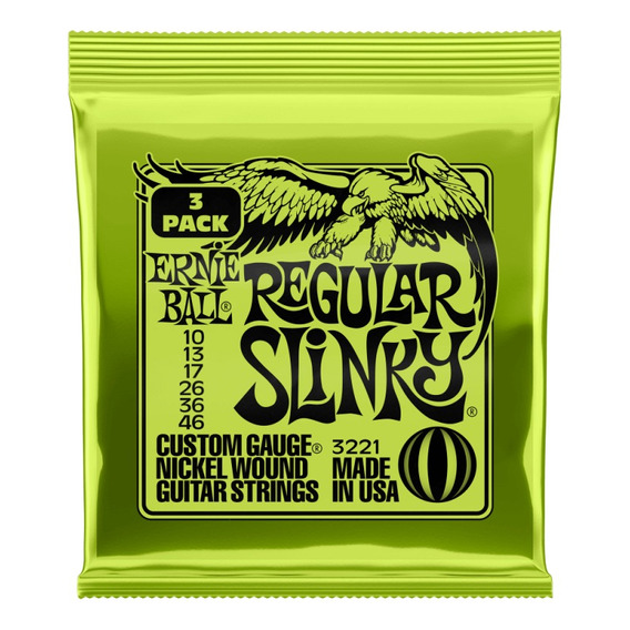 Pack 3 Set Cuerdas G. Eléctrica Ernie Ball Regu Slinky 10-46