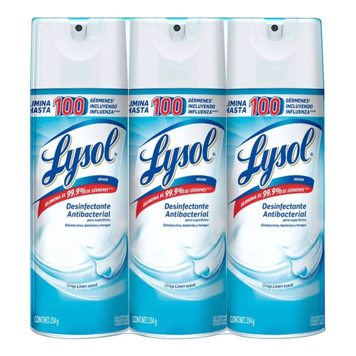 Lysol Desinfectante Antibacterial Pack De 3pz De 354g C/u