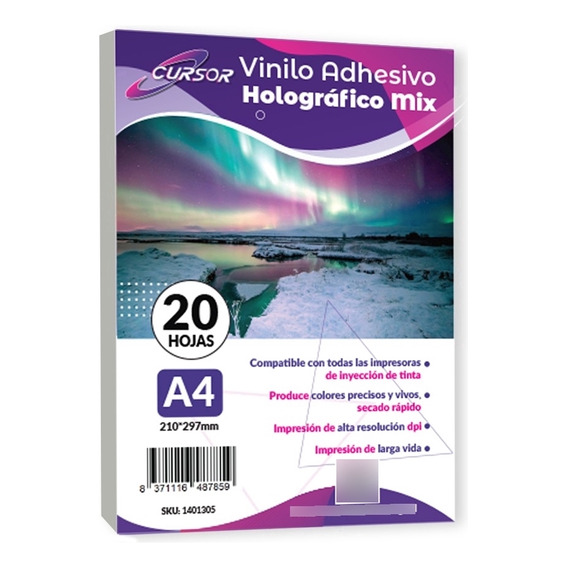 Vinilo Adhesivo Holografico Mix A4 20 Hojas