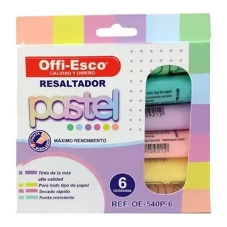 Resaltador Offi Esco Oe- 540 Estuche X 6 Colores Pastel