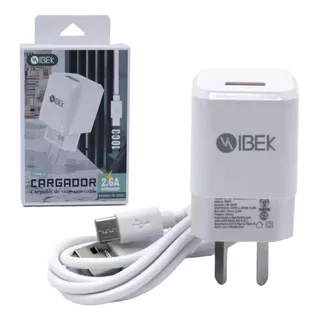 Cargador Tipo-c Rápido De Pared 220v+cable Usb Ibek Boxed Color Blanco