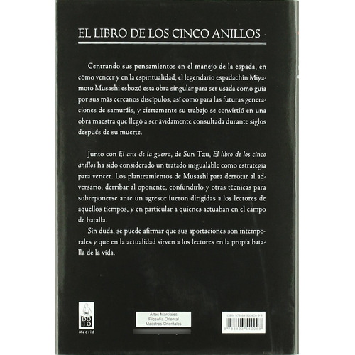 LIBRO DE LOS CINCO ANILLOS, de Miyamoto Musashi. Editorial Dojo en español, 2017