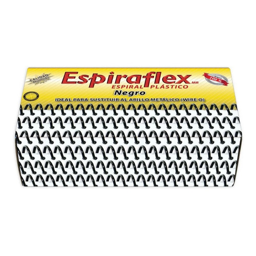 Espiraflex 44mm Negro Espiral Plástico 3:1 Encuaderna 440h