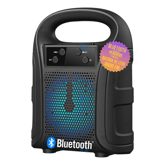 Parlante Bluetooth Portatil A Bateria Recargable Con Luces