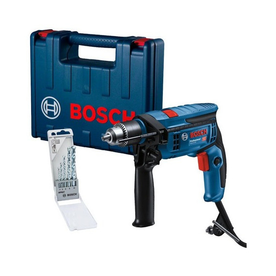 Furadeira De Impacto 1/2 750w Maleta 5 Brocas Gsb13re Bosch Cor Azul 220V