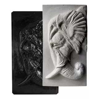 Forma Quadro Elefante P/ Gesso Ou Cimento- Abs 2mm - 79x41cm Cor Preto