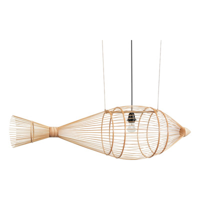 Colgante Deco Moderno De Bambu 105x30 Natural Apto Led E27