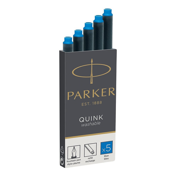 Repuesto Parker Quink Para Plumas Cartuchos Tinta Azul 5 Uni