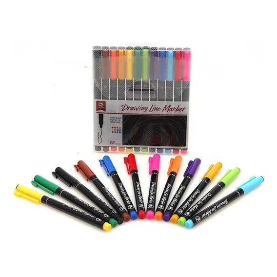 Lapices Tiralineas Set 12 Colores Lettering Marcador Mobee