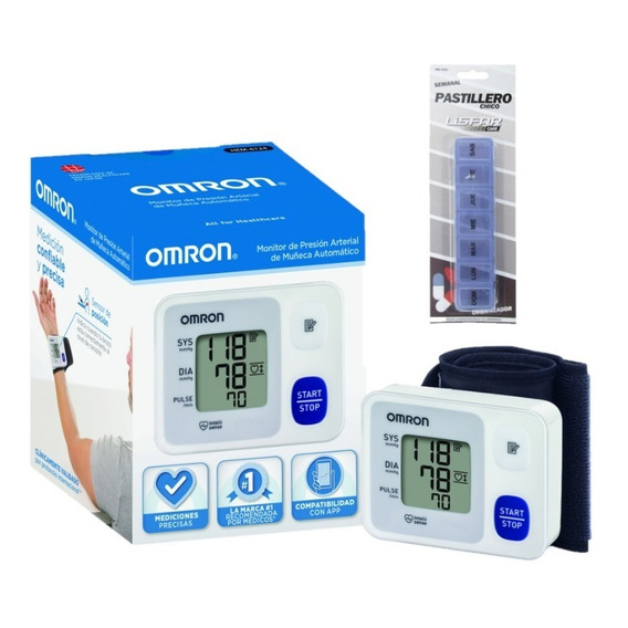 Omron Tensiómetro De Muñeca Hem-6124 + Pastillero Semanal