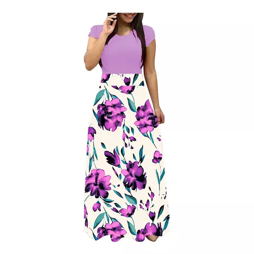 U Dress Vestido Largo De Estampado Floral Colorido Con Efect 
