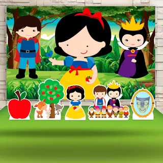 Painel Festa Infantil  Branca De Neve Cute + Displays  Rubi