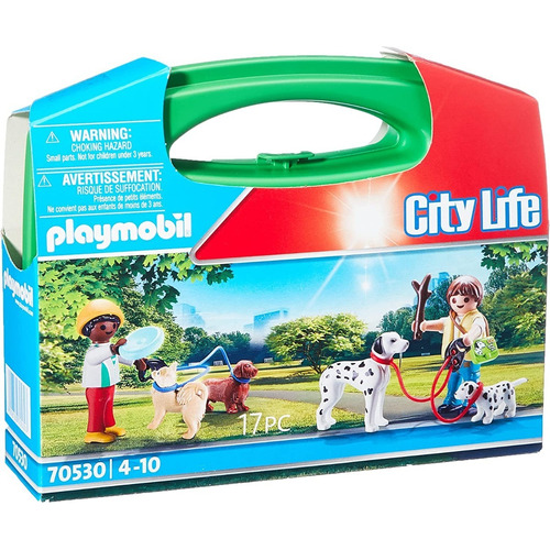 Juguete Playmobil City Life 70530 Maletín Paseo Con Perros 17 Pc