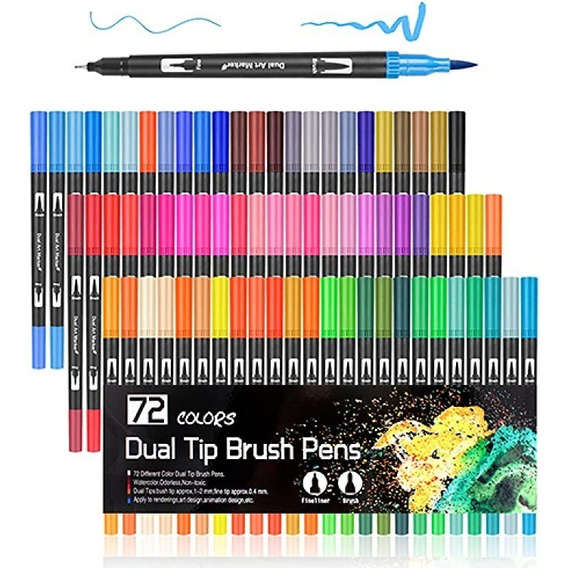 72 Colores Marcadores Plumones Punta De Pincel Dual Brush