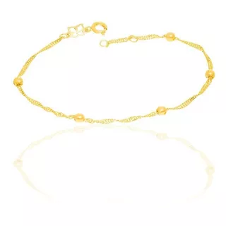 Pulseira Rommanel Singapura Com Bolinhas Banhado Ouro Com Comprimento 19 Cm Cor Dourado Diâmetro 19 Cm