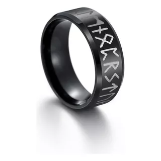 Anillo Vikingo Nórdico Amuleto Runas En Acero Inoxidable