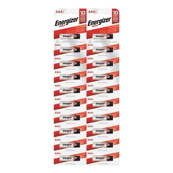 20 X Pilas AAA ENERGIZER MAX E92 Pilas Alcalinas 1.5V