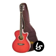 Guitarra Electro Acustica Aria Fet Fx01 Afinador Maple Roja