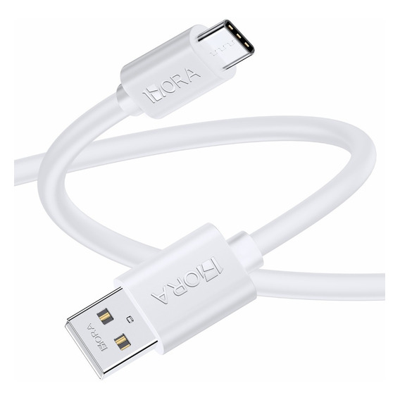 Cable 1hora Usb Tipo C 2.1A Rudo Carga Rápida Datos 1m Color Blanco