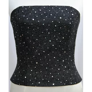 Corset Negro De Saten Con Tul Gibre Fiesta O Informal