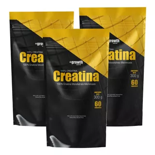 3 Tarros De Creatina +growth Monohidratada Pura 900 Gr 