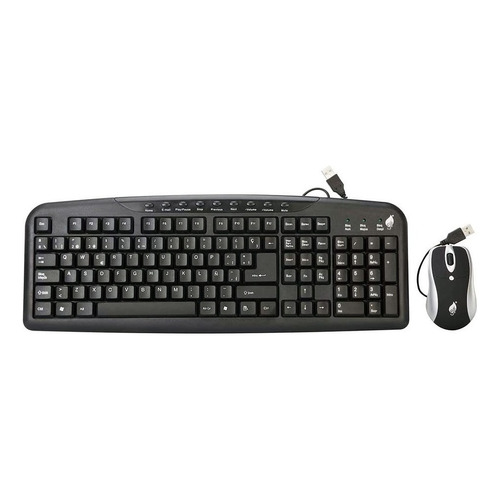Kit Teclado Y Mouse Alámbrico Multimedia Green Leaf 18-8345 Color del teclado Negro