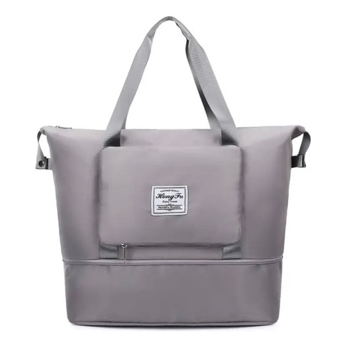 Bolso Viaje Plegable Impermeable Con Enganche Para Valija Color Gris