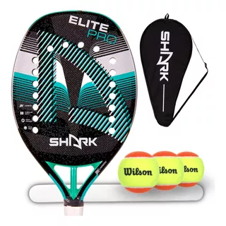 Raquete Beach Tennis Shark Elite 2023 Carbono 3k+capa+bolas